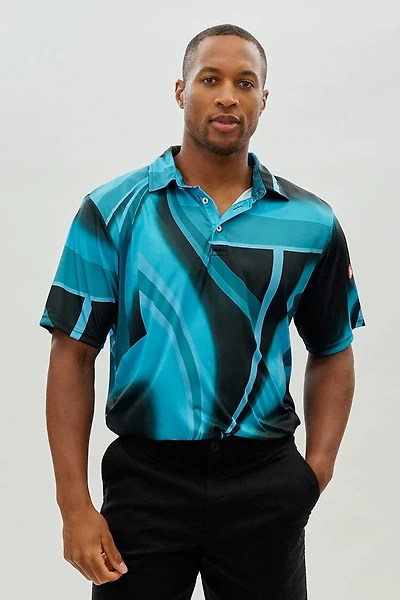 Canada Weather Gear Performance Abstract Geometric Print Polo Shirt - Blue
