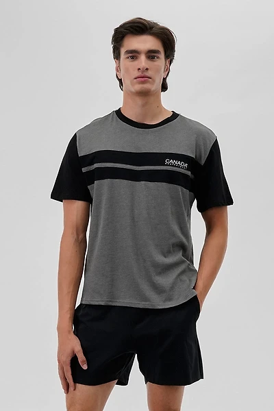Canada Weather Gear Striped Colour Block Tee