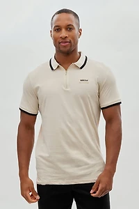 Essentials Super Triple Goose 1/4 Zip Stripe Polo Shirt