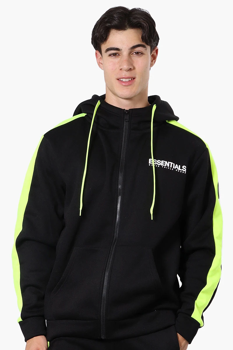 Essentials Super Triple Goose Sleeve Stripe Zip Up Hoodie - Black