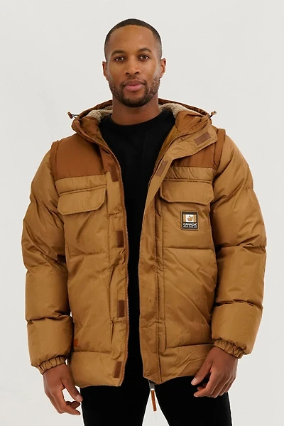 Removable Sleeve Parka Jacket - Camel