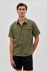 Utility Short Sleeve Casual Shirt - Olive