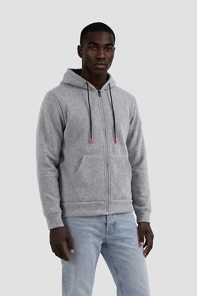 Long Sleeve Zip-Up Hoodie - Grey