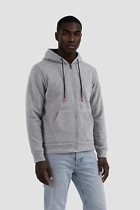 Long Sleeve Zip-Up Hoodie - Grey