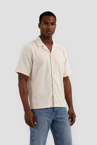 Short Sleeve Textured Casual Shirt