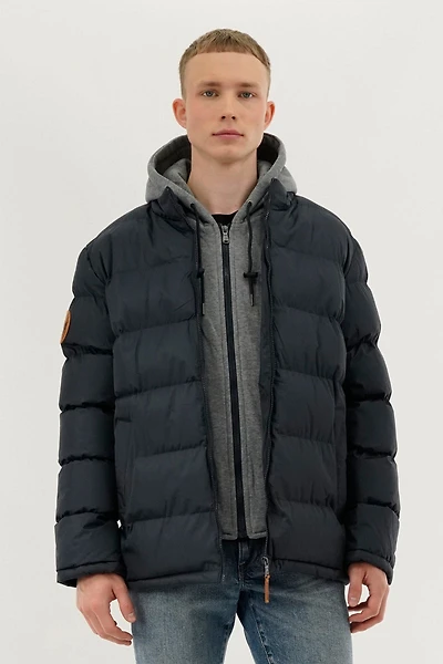 Fleece Quilted Bomber Jacket - Navy