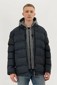 Fleece Quilted Bomber Jacket - Navy