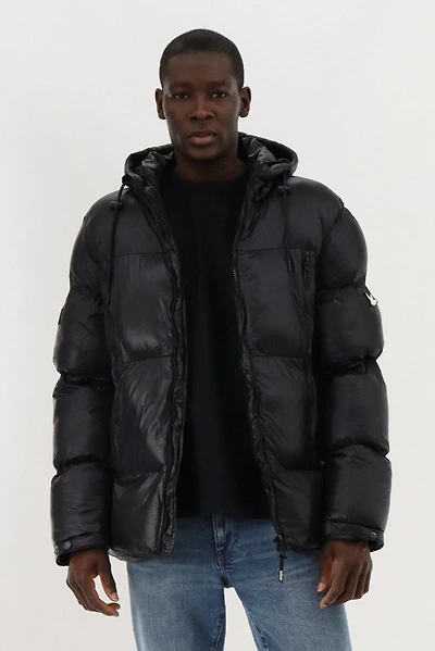 Super Triple Goose Shiny Puffer Parka Jacket - Black