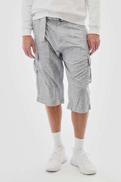 Essentials Super Triple Goose Belted Patterned Cargo Shorts - Grey