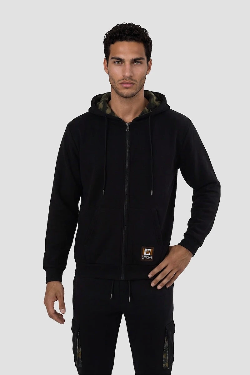 Long Sleeve Zip-Up Hoodie With Camo Lining