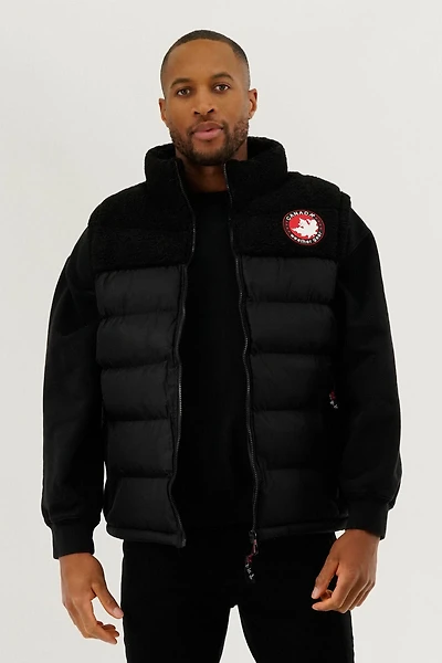 Canada Weather Gear Sherpa Panel Bubble Vest - Black