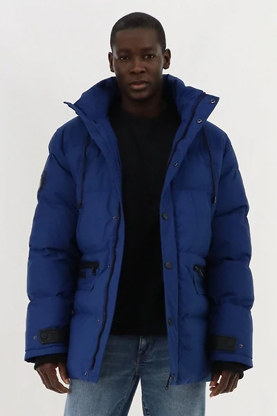 Hip Length Parka Jacket - Blue