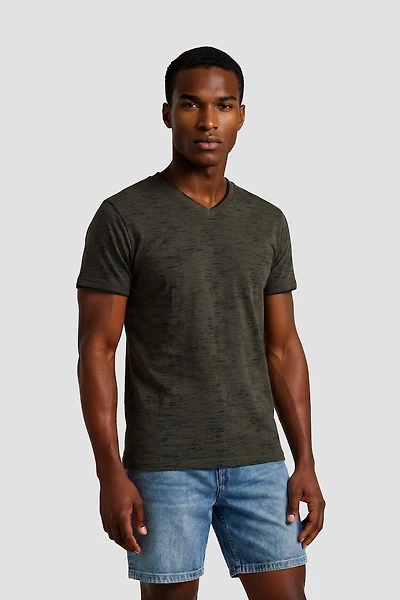 Short Sleeve V Neck Tee - Olive