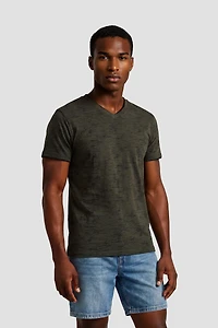 Short Sleeve V Neck Tee - Olive