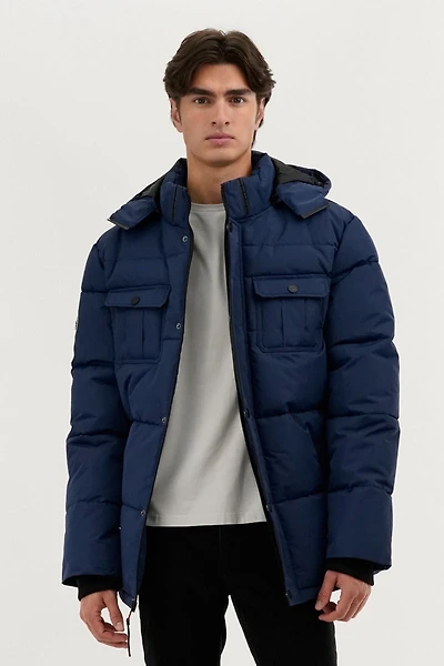 Quilted Puffer Parka Jacket - Navy