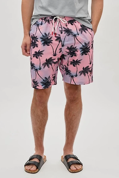 Canada Weather Gear Palm Tee Print Swim Shorts - Pink