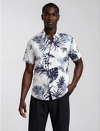 Printed Short Sleeve Shirt - White