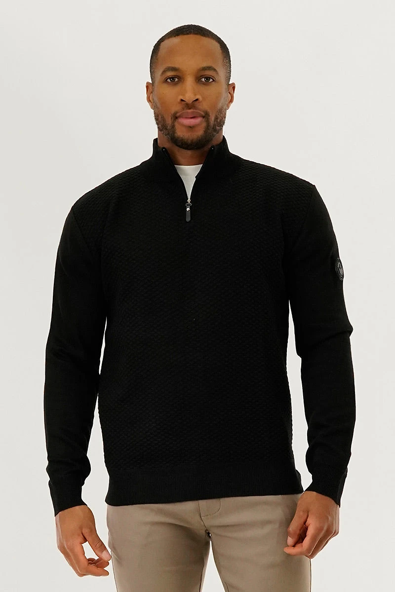 Canada Weather Gear 1/4 Zip Pullover Sweater - Black