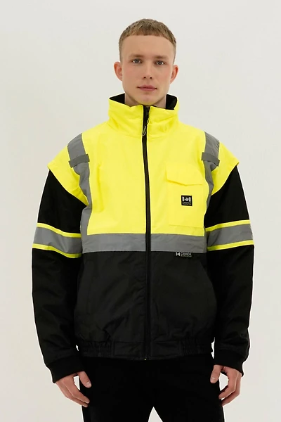 Hi-Vis Colour Block Bomber Jacket - Yellow
