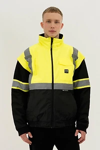 Hi-Vis Colour Block Bomber Jacket - Yellow