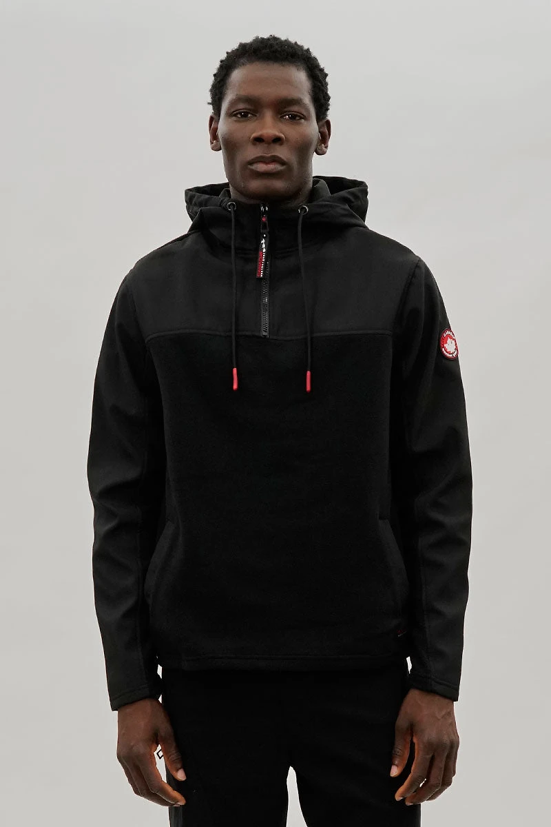 Canada Weather Gear 1/4 Zip Hooded Lightweight Jacket - Black