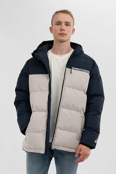 Colour Block Bomber Jacket - Stone