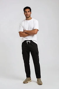 Joggers with White Logo Patch Pockets