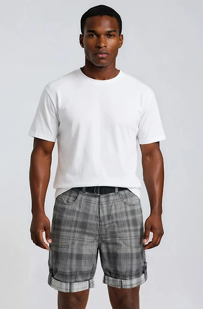 Printed Roll Up Cargo Shorts