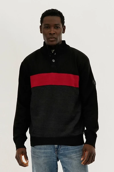 Button Up Colour Block Pullover Sweater