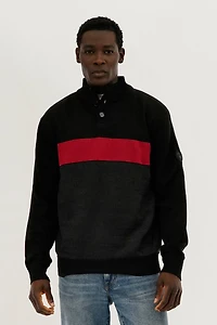 Button Up Colour Block Pullover Sweater