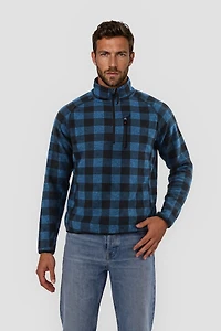 Quarter Zip Plaid Pullover Sweater