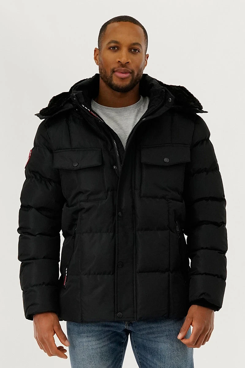 Canada Weather Gear Faux Fur Hooded Parka Jacket - Black