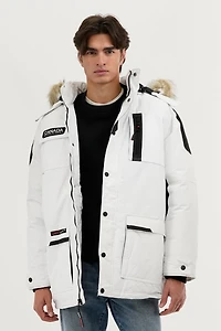 Faux Fur Lined Arctic Parka Jacket - White