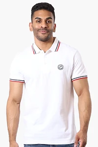 Canada Weather Gear Stripe Detail Short Sleeve Polo Shirt