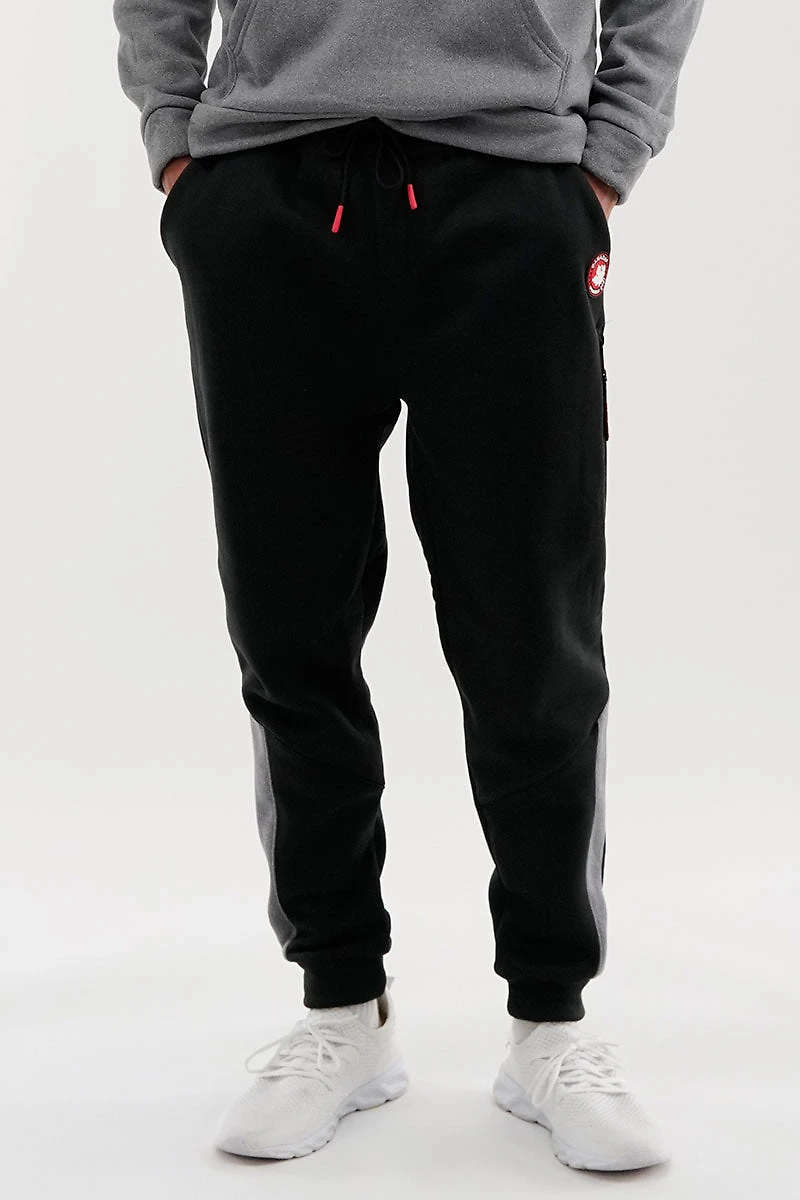Canada Weather Gear Fleece Contrast Insert Joggers - Black