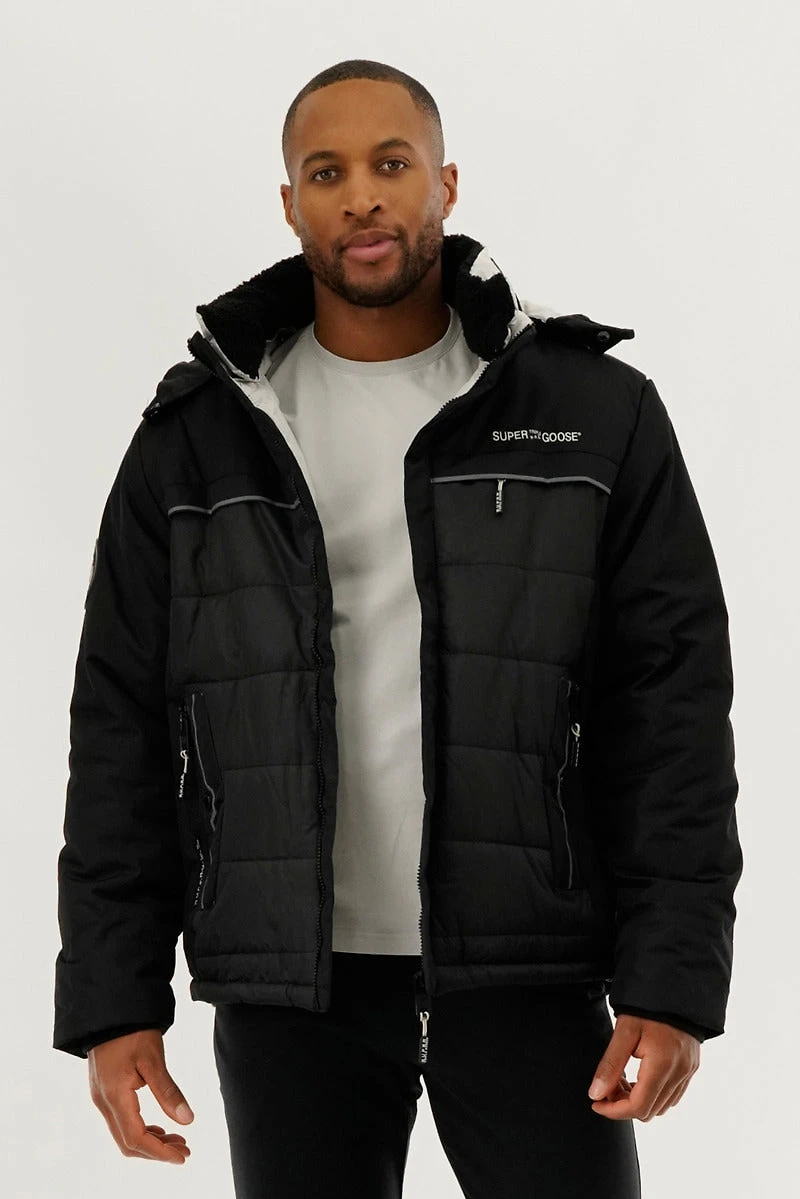 Super Triple Goose Contrast Lining Puffer Bomber Jacket