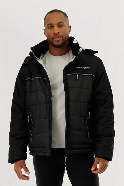 Super Triple Goose Contrast Lining Puffer Bomber Jacket