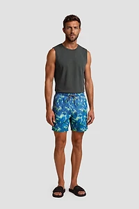 Plant Print Swim Shorts With Drawstrings - Multi