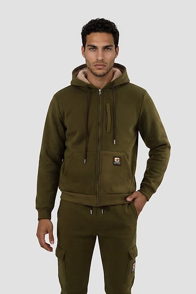 Long Sleeve Zip-Up Hoodie - Olive
