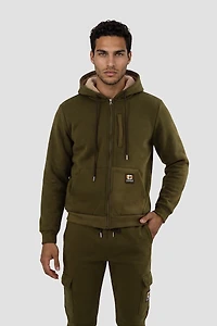 Long Sleeve Zip-Up Hoodie - Olive