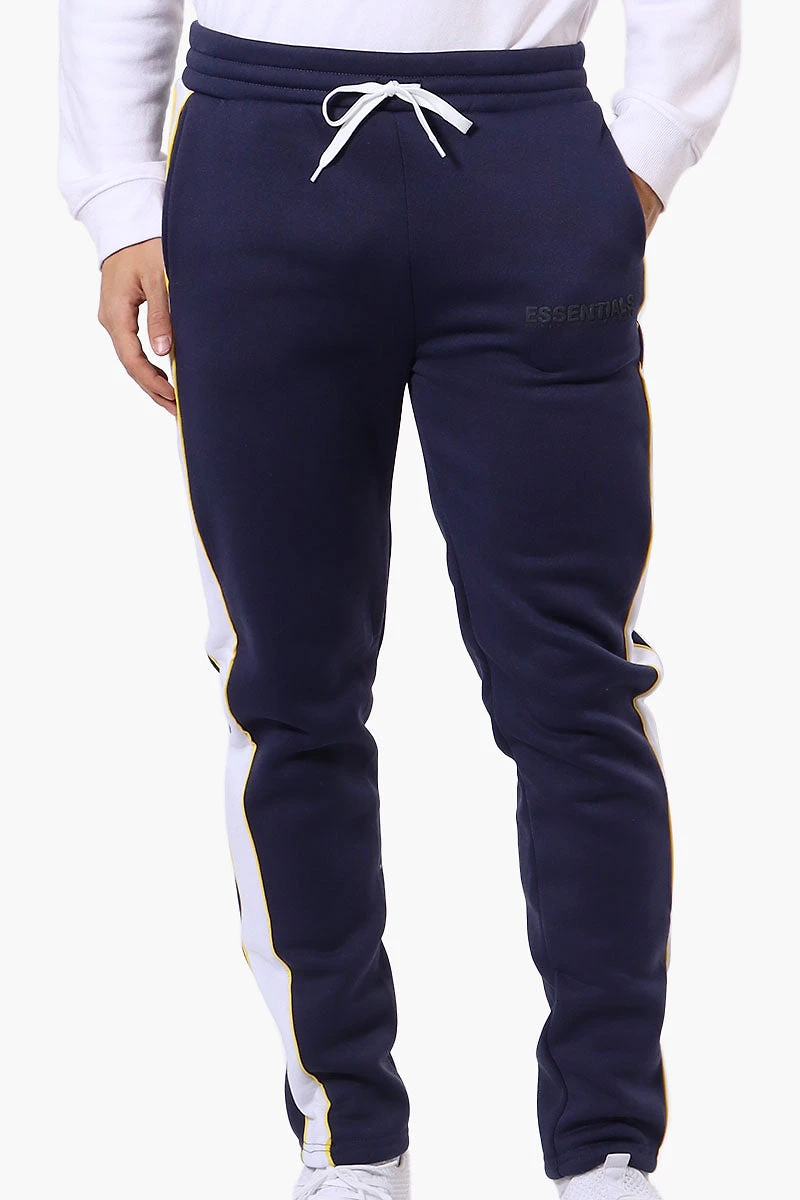 Side Stripe Tie Waist Sweatpants - Navy