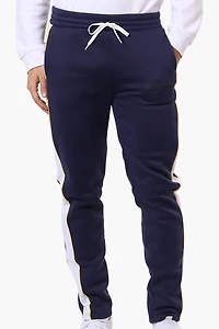 Side Stripe Tie Waist Sweatpants - Navy