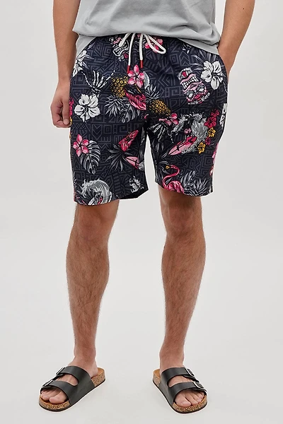 Canada Weather Gear Floral Swim Shorts - Black