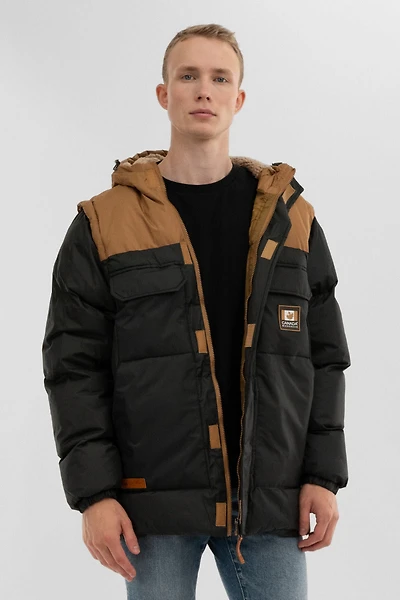 Removable Sleeve Parka Jacket - Black