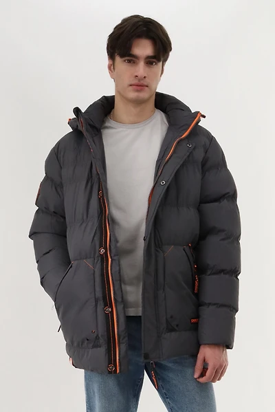 Contrast Zip Puffer Bomber Jacket
