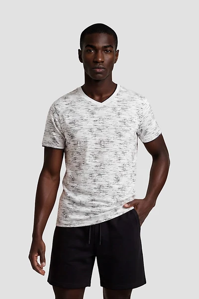 Short Sleeve V Neck Tee - White