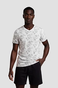 Short Sleeve V Neck Tee - White