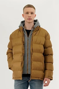 Fleece Quilted Bomber Jacket - Camel