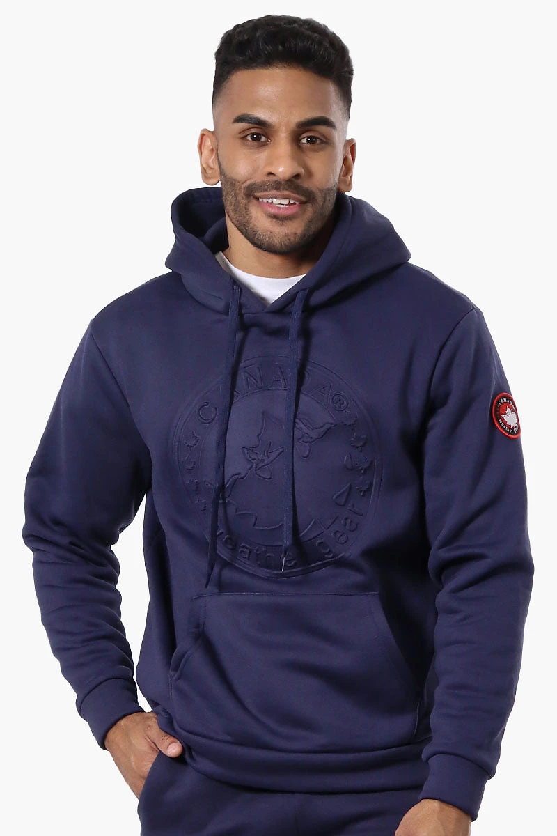 Solid Embossed Logo Hoodie - Navy