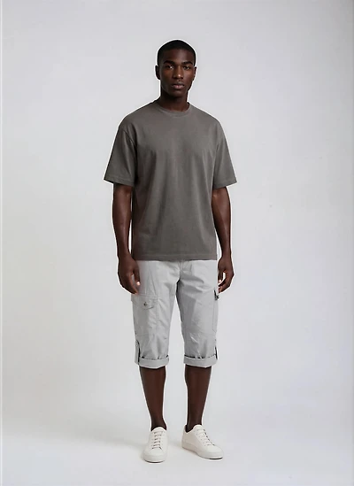 Roll Up Cargo Shorts - Grey